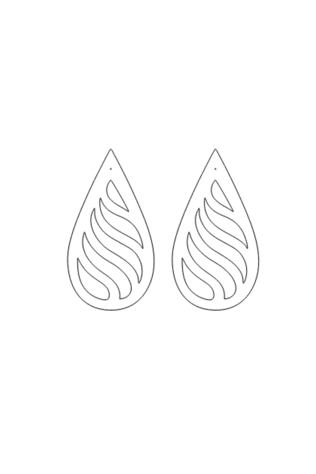 Reflective Teardrop Earrings with Laser-Cut Swirl Design