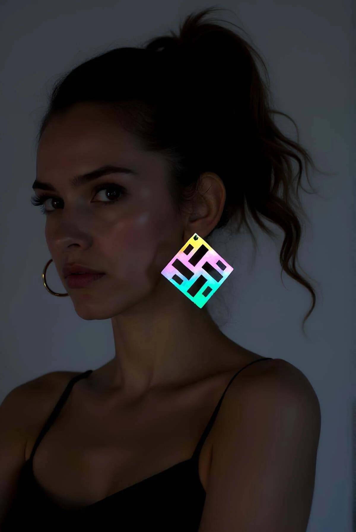 Reflective Laser-Cut Geometric Earrings