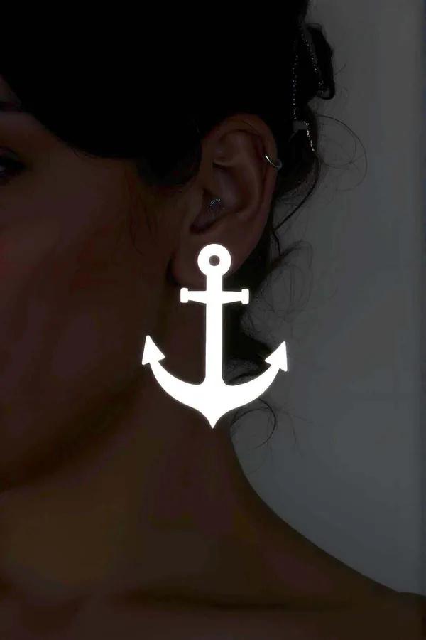 Reflective Anchor Earrings