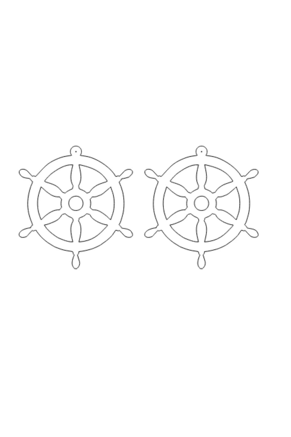 Rudder Wheel Drop Earrings in Matte Black Finish