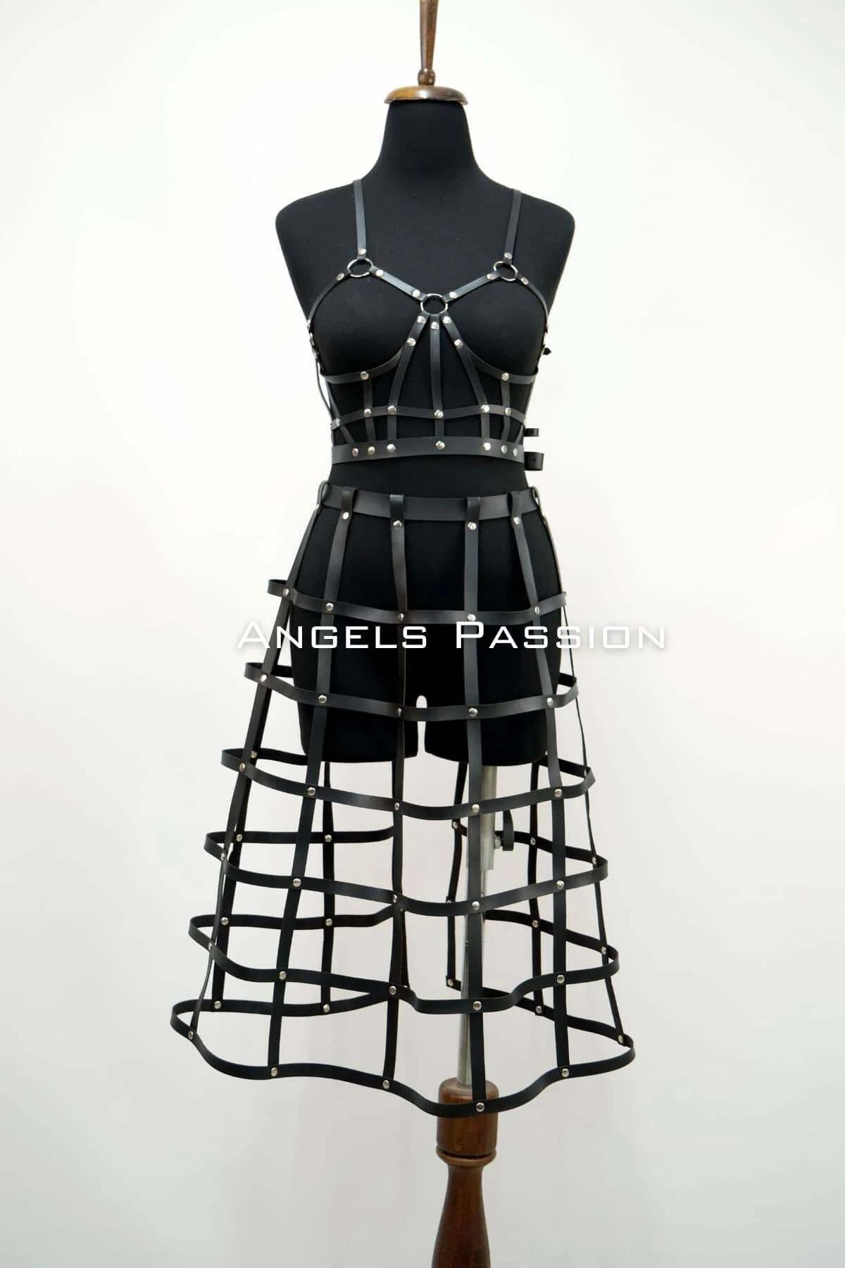 Full Body Cage Harness & Skirt Set with Adjustable Straps