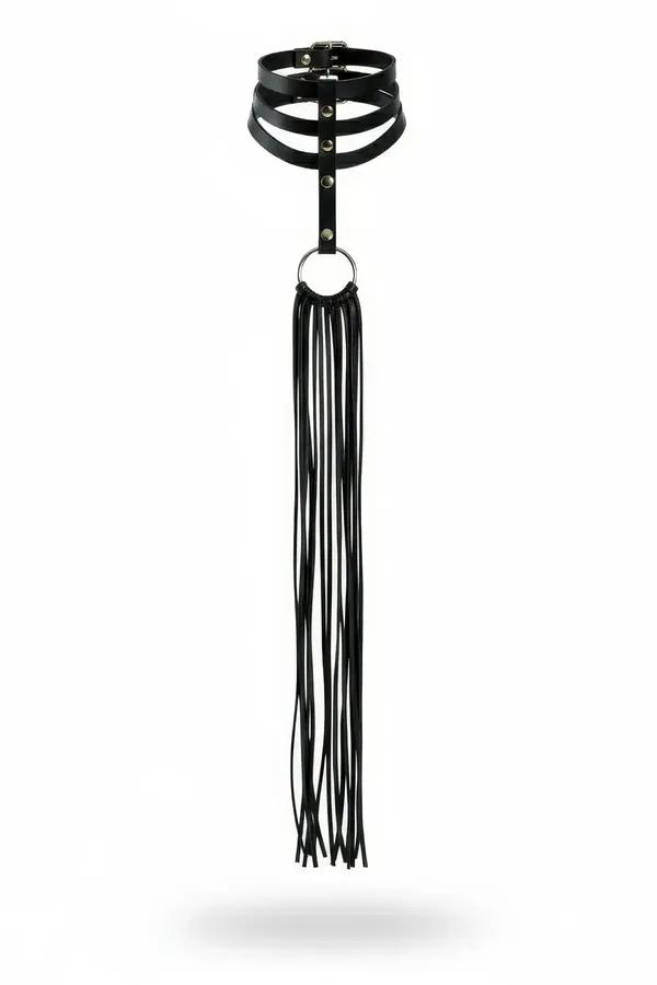 Faux Leather Choker with Fringed Tassel Detail