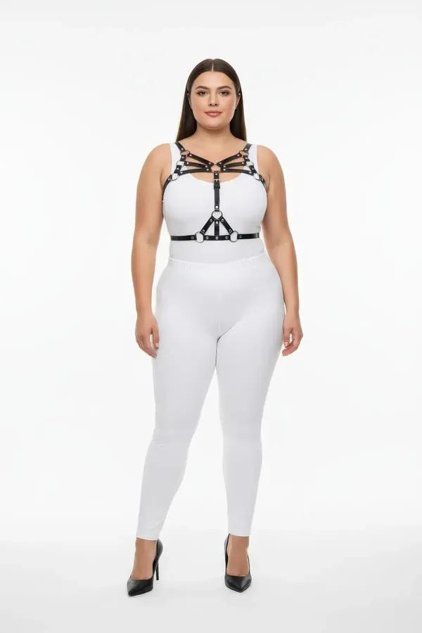 Black Strappy Body Harness with O-Ring Details