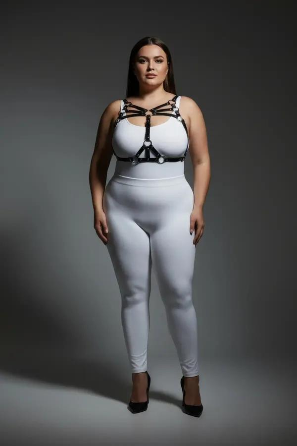 Black Strappy Body Harness with O-Ring Details