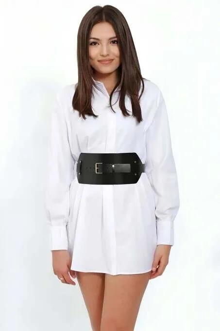Wide Waist Cinch Belt with Buckle Detail