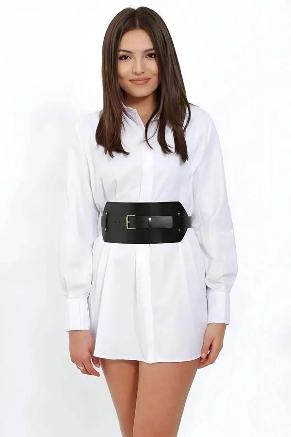 Wide Waist Cinch Belt with Buckle Detail