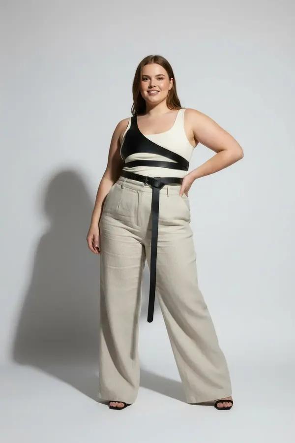 Asymmetric Faux Leather Body Harness with Dangling Belt
