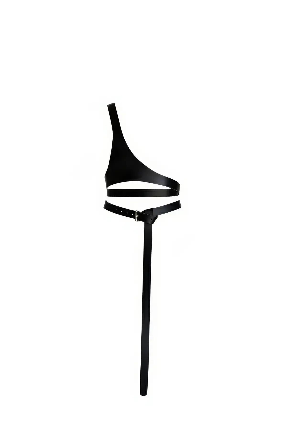 Asymmetric One-Shoulder Faux Leather Harness Accessory