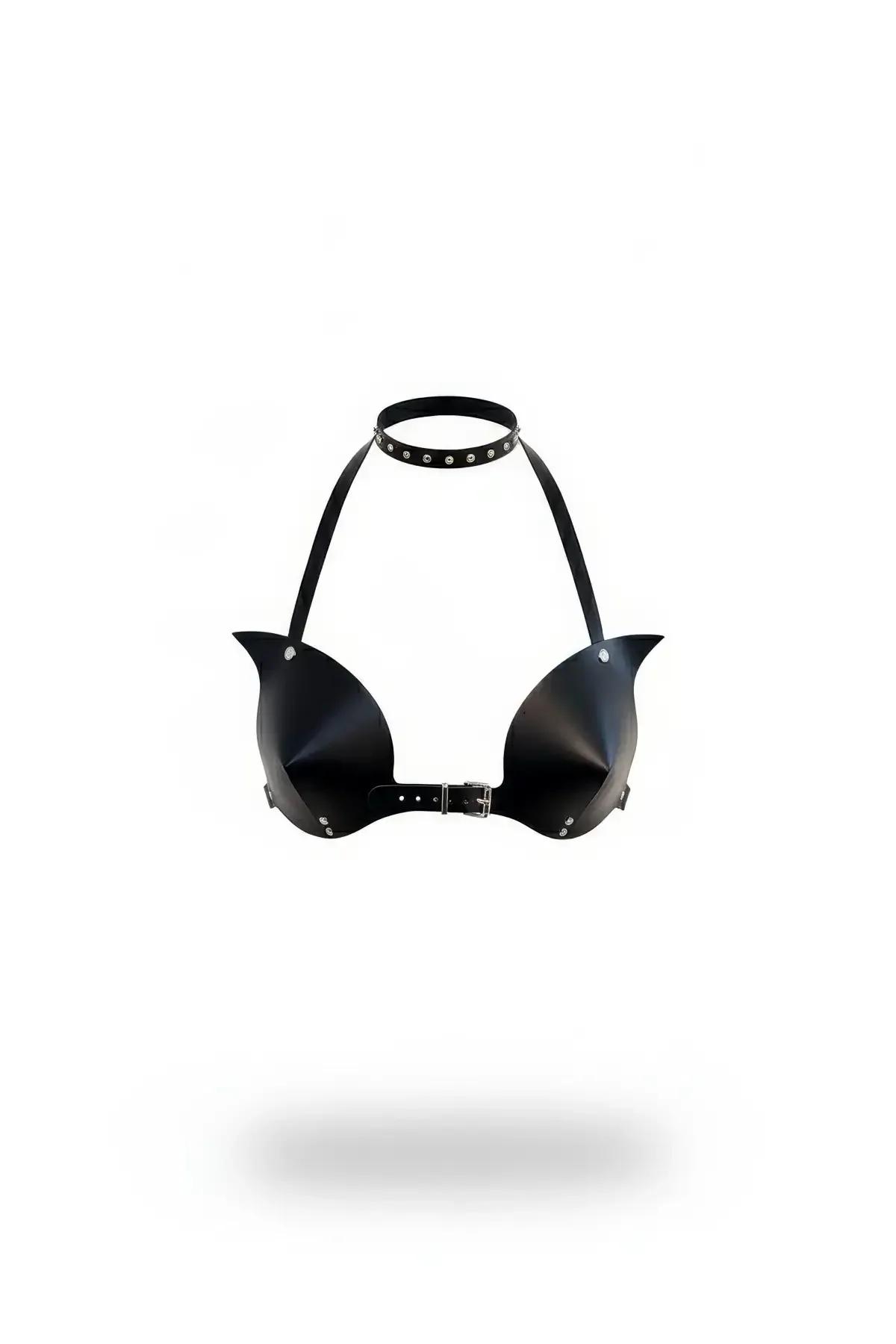 Spiked Cup Harness Bra with Studded Choker