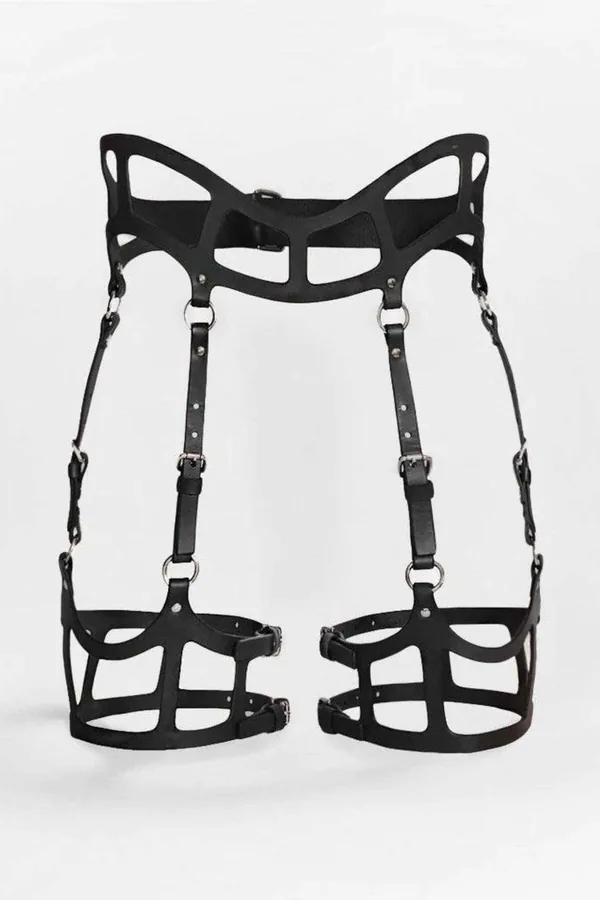 Geometric Cutout Garter Harness with Adjustable Thigh Straps