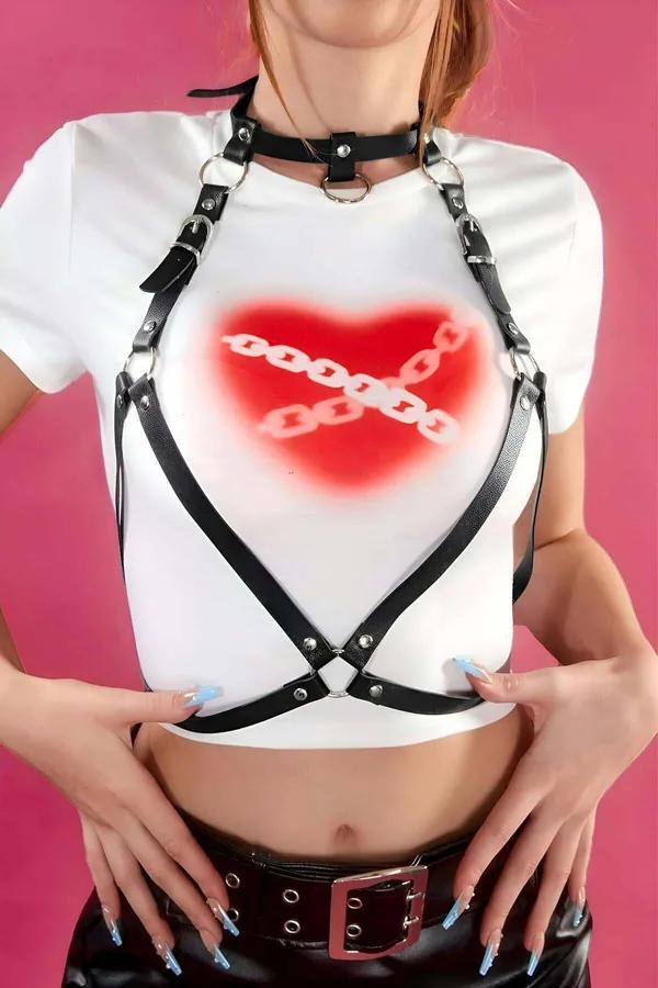 Strappy Chest Harness with Detachable Choker