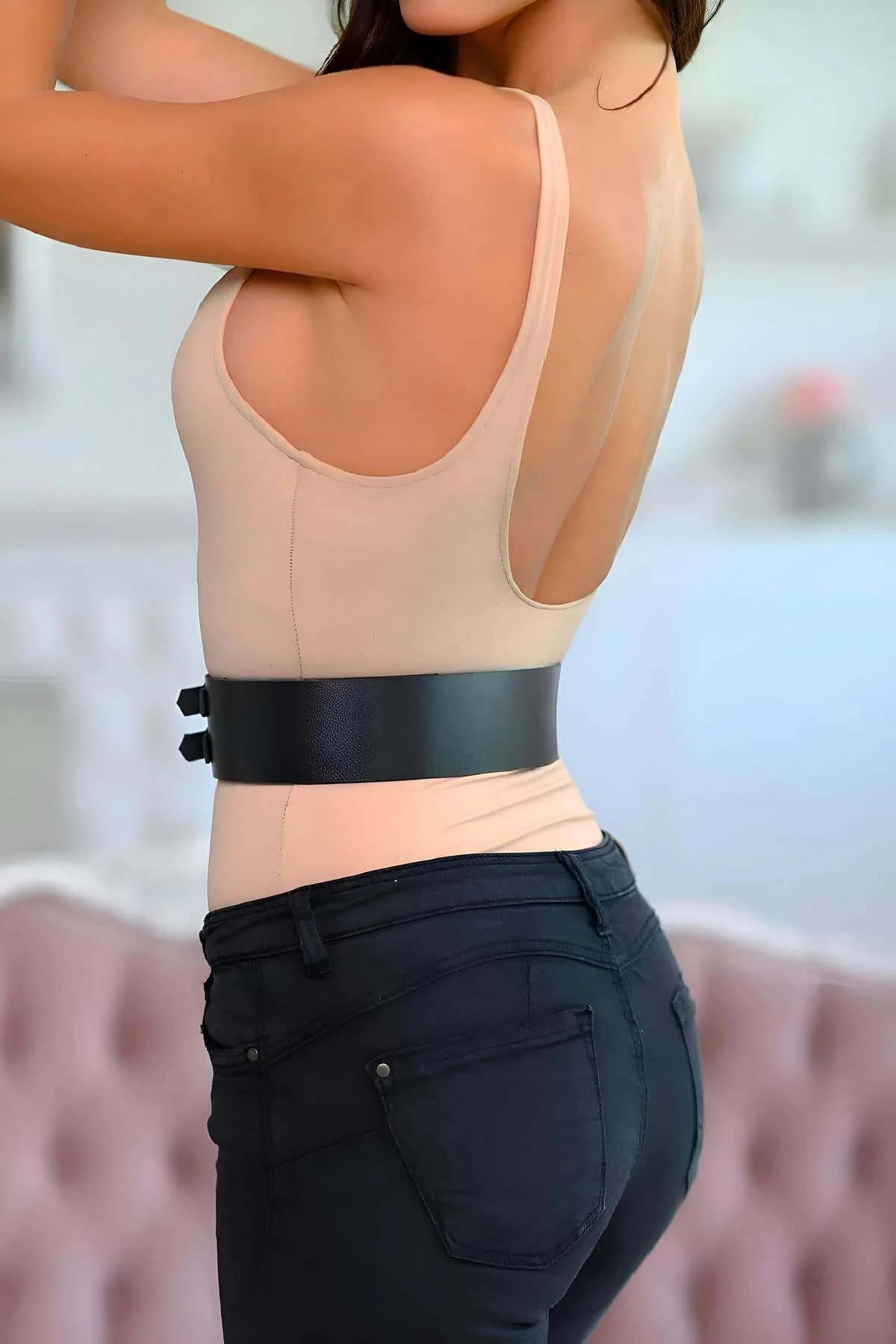 Double Buckle Wide Waist Belt