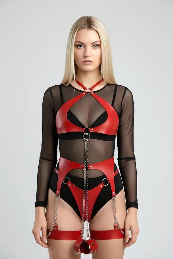 Full Body Harness with Thigh Straps and Chain Detail