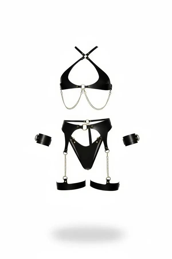 Full Faux Leather Harness Set with Chain Details