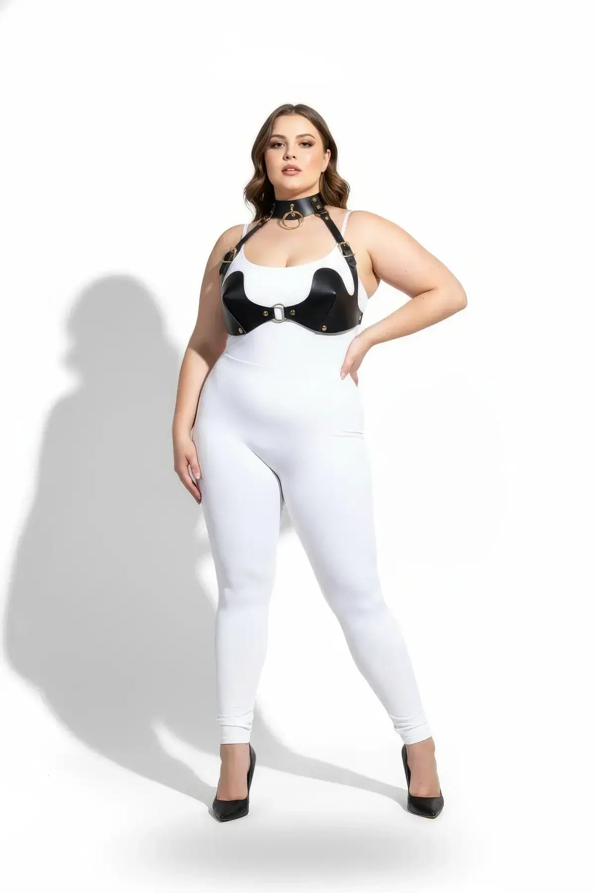 Bustier Harness with High Neck Choker & O-Ring Details