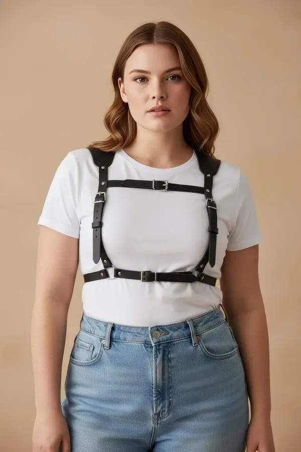 Caged Chest Harness with Adjustable Buckles