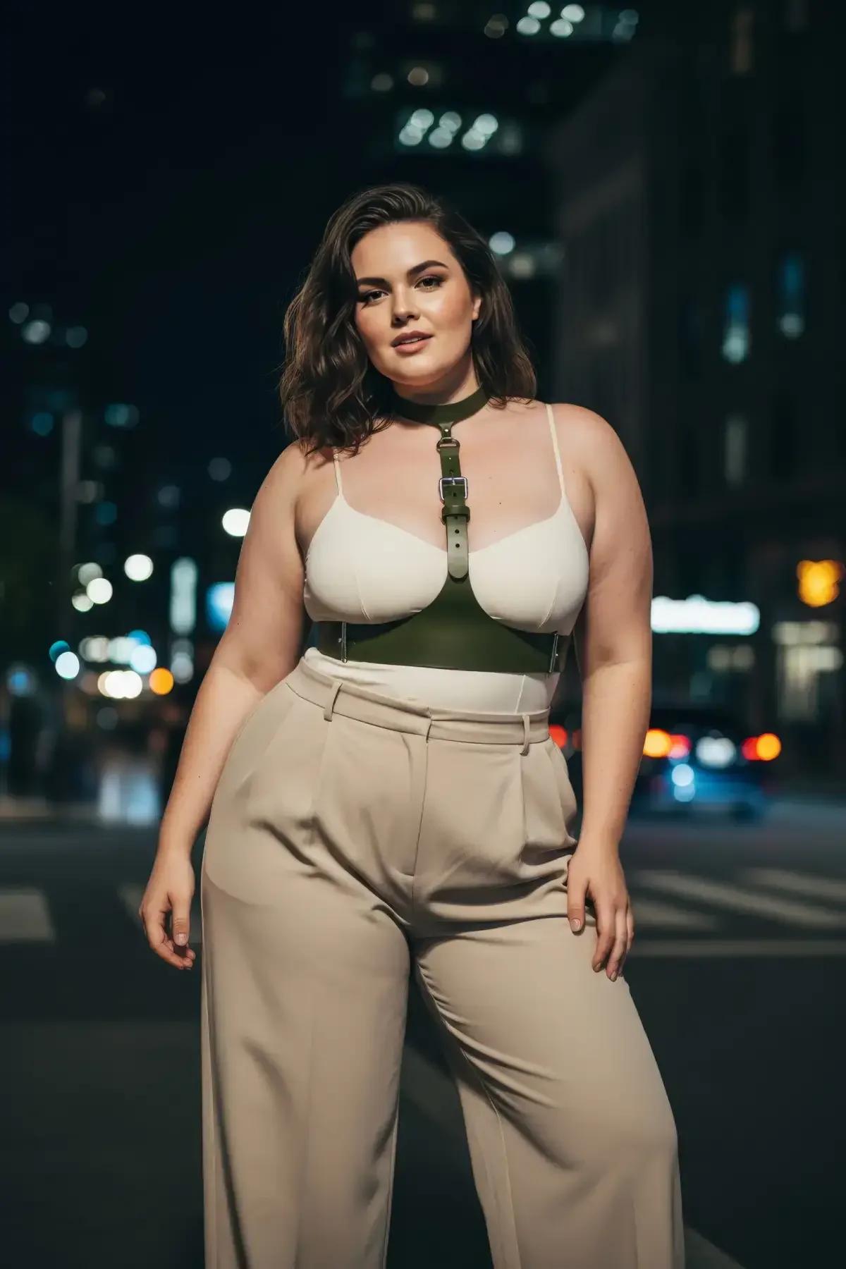 Khaki Faux Leather Underbust Harness Belt