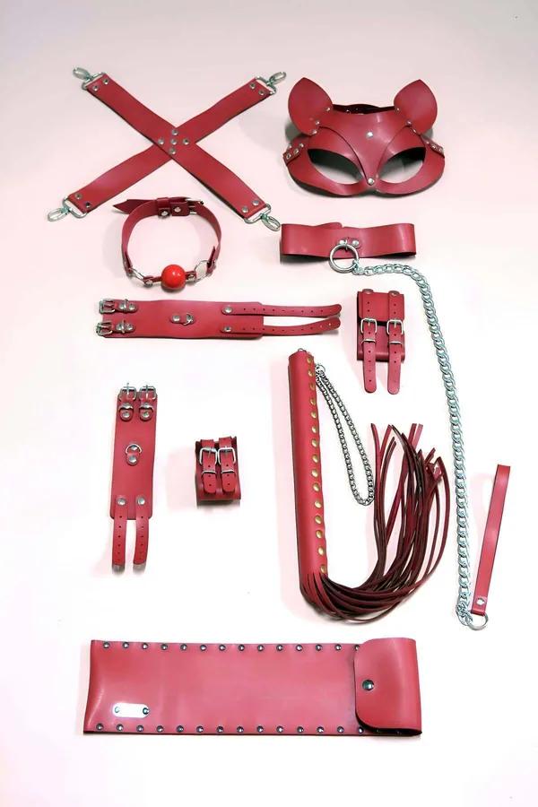 Red Faux Leather Restraint & Accessory Kit