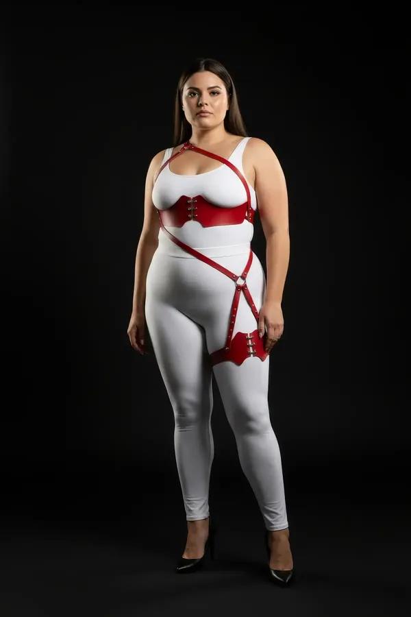 Strappy Body Harness with O-Ring Leg Detail