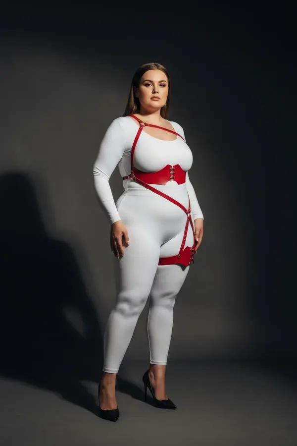 Strappy Body Harness with O-Ring Leg Detail