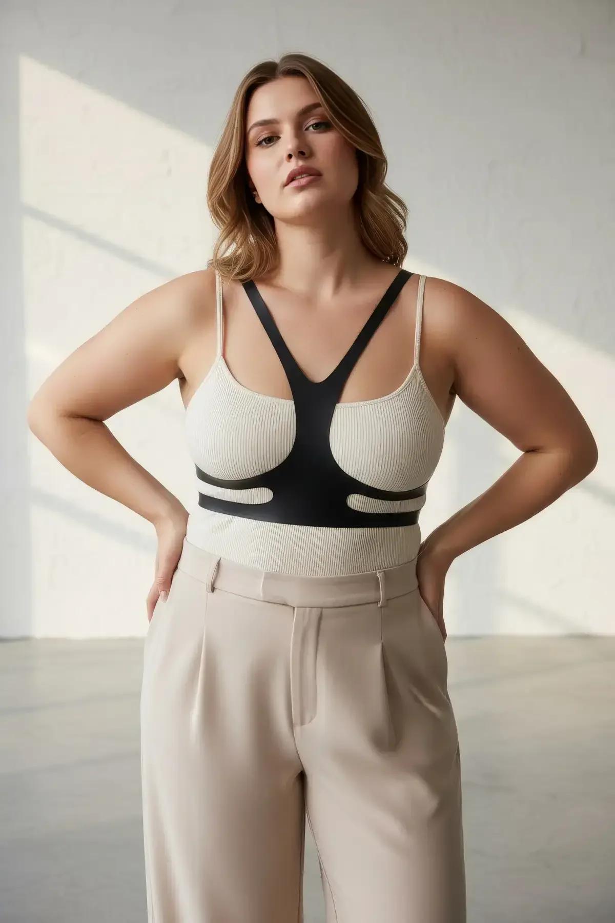 Minimalist Faux Leather Chest Harness Overlay