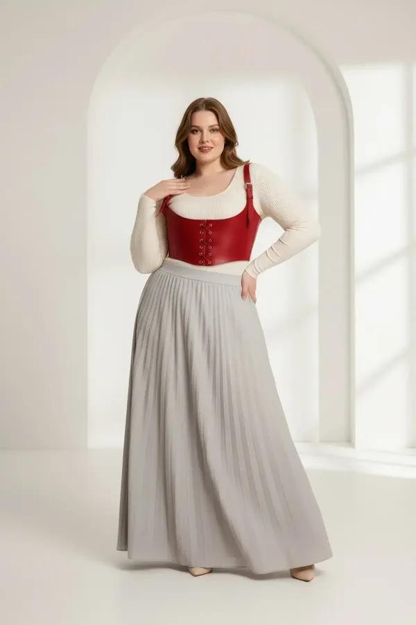 Red Underbust Corset Harness with Front Lacing