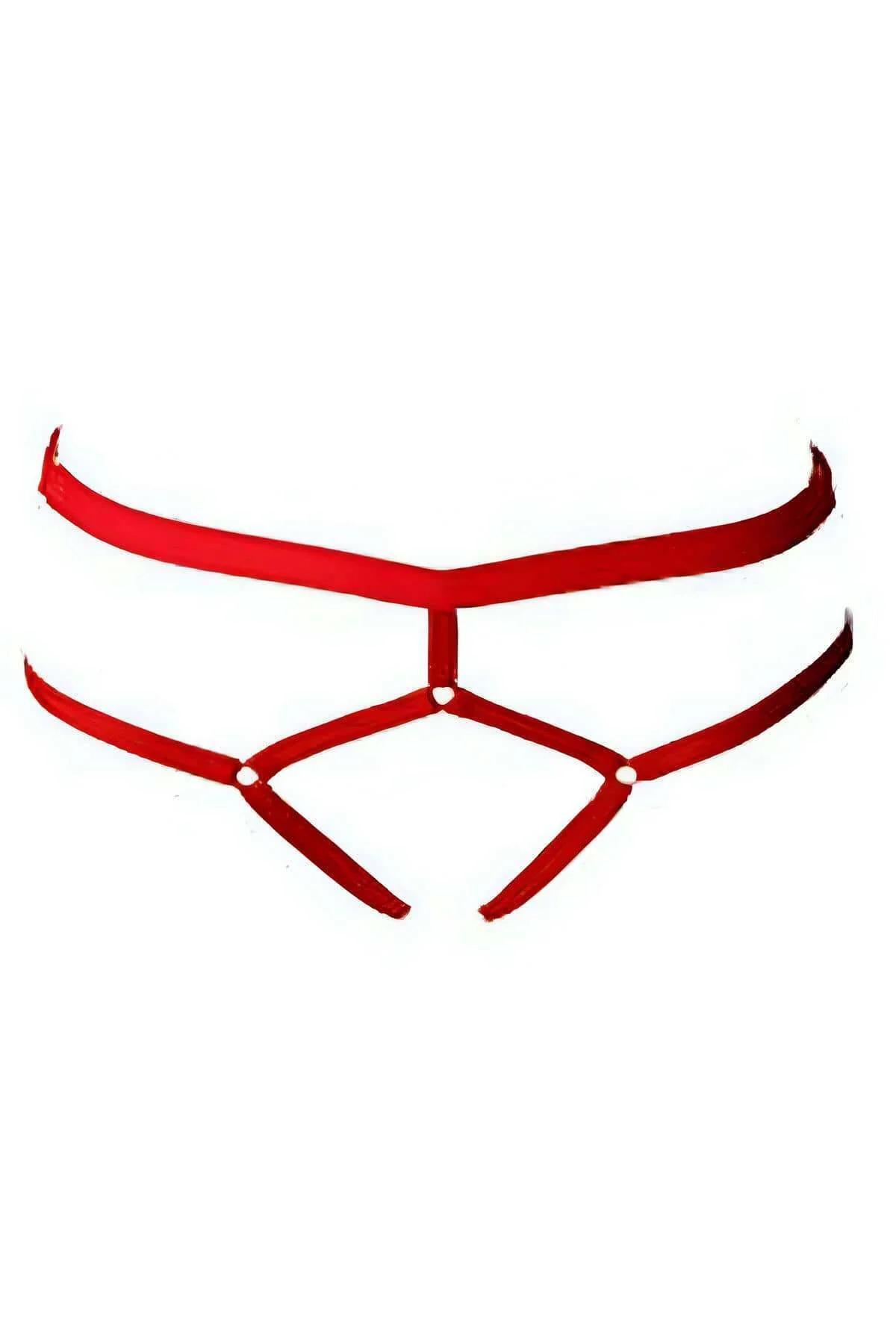 Red Harness Thong Panties with Adjustable Straps