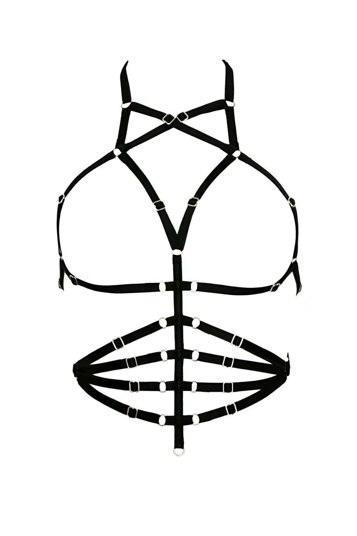 Strappy Body Harness with Geometric Chest Detail