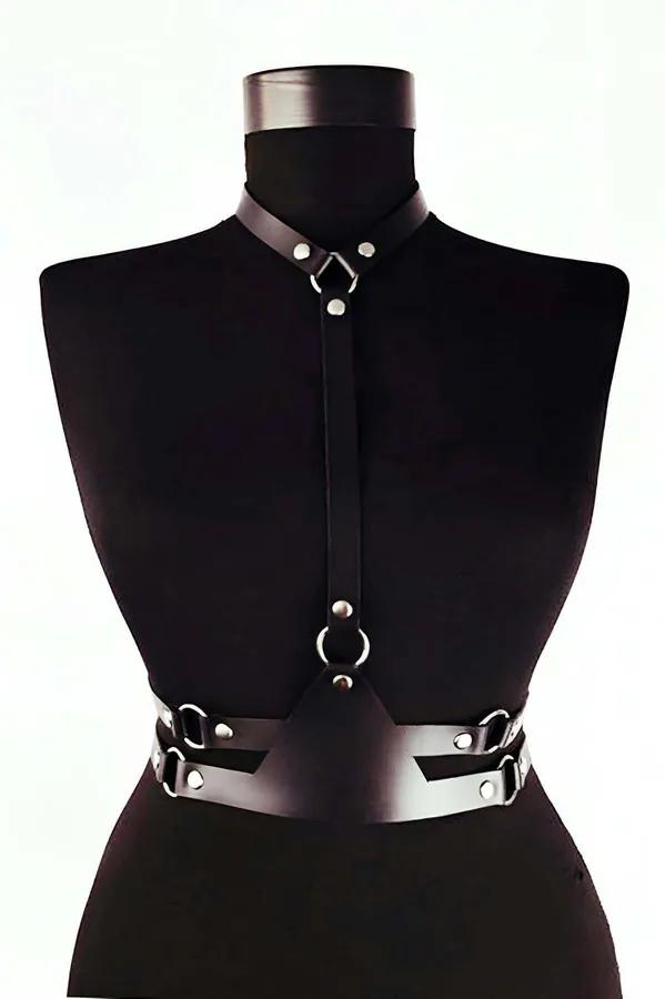 Faux Leather Chest Harness with Double Belt