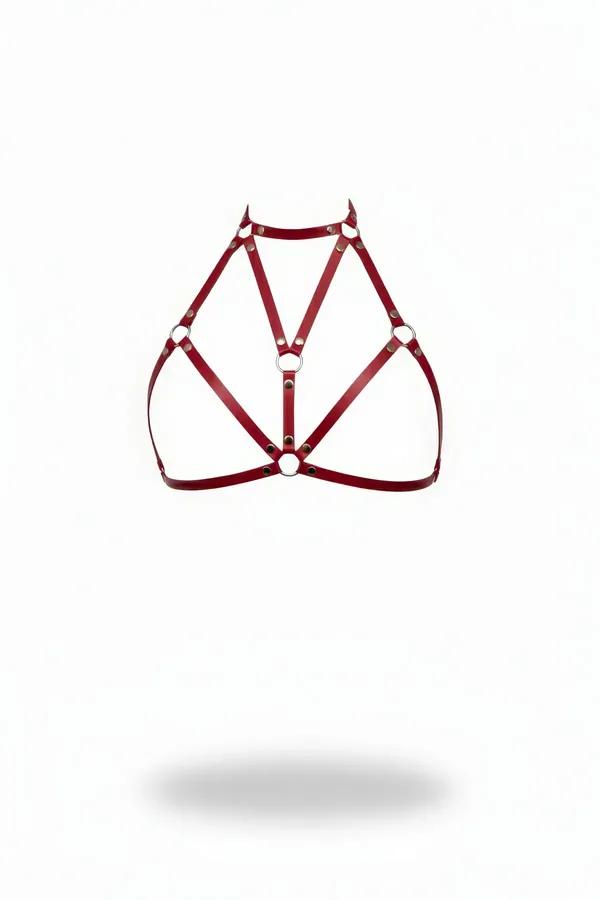 High Neck Chest Harness with O-Ring Details