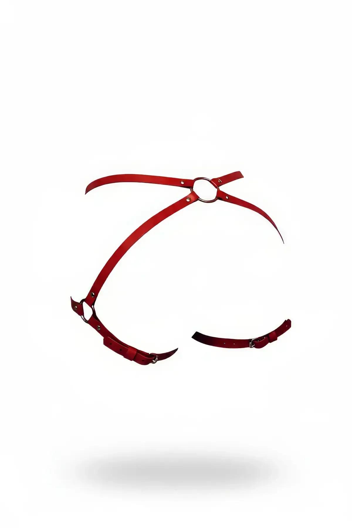 Red Faux Leather Adjustable Garter Harness