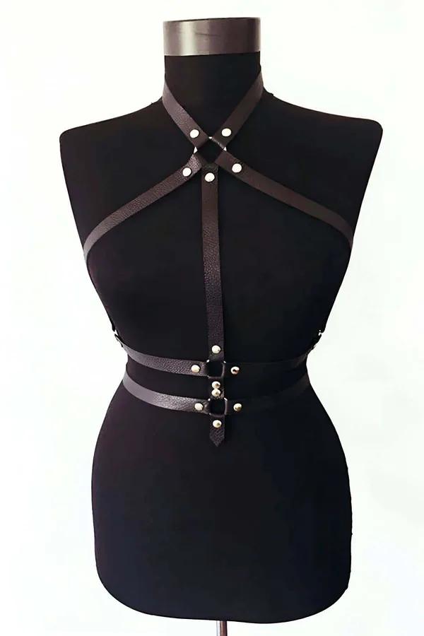 Strappy Body Harness with O-Ring Accent