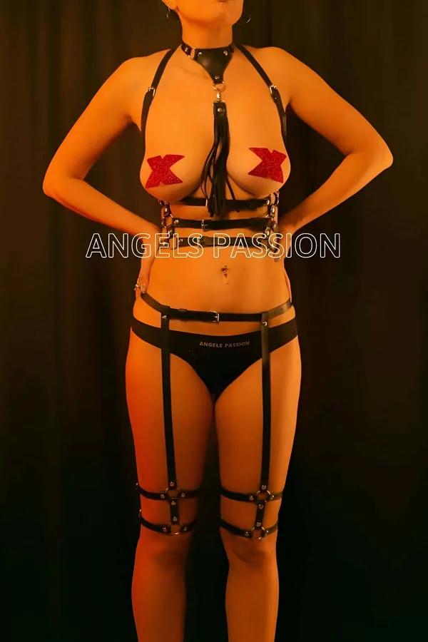 Full Body Harness Set with Tassel Choker & Garter Straps