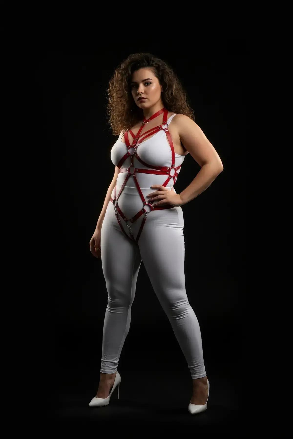 Strappy Body Harness with O-Ring Accents