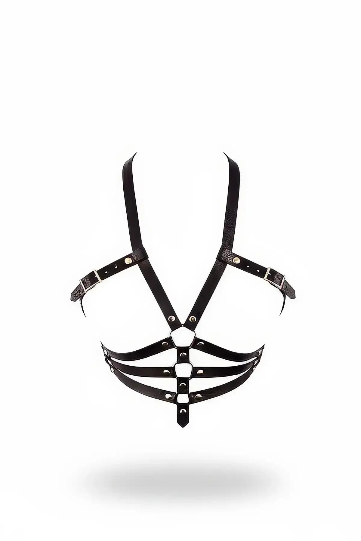 Faux Leather Underbust Chest Harness with Buckle Straps
