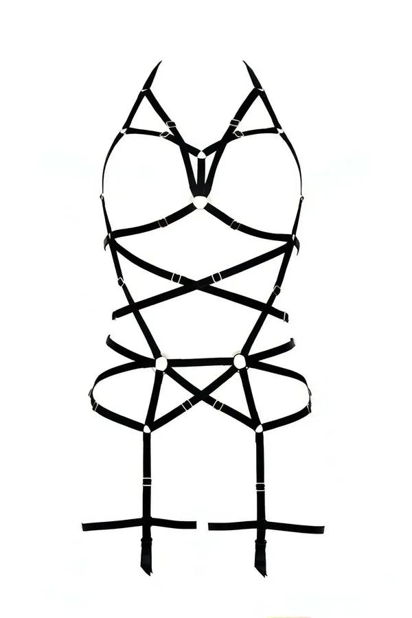 Full Body Harness with Detachable Garter Straps