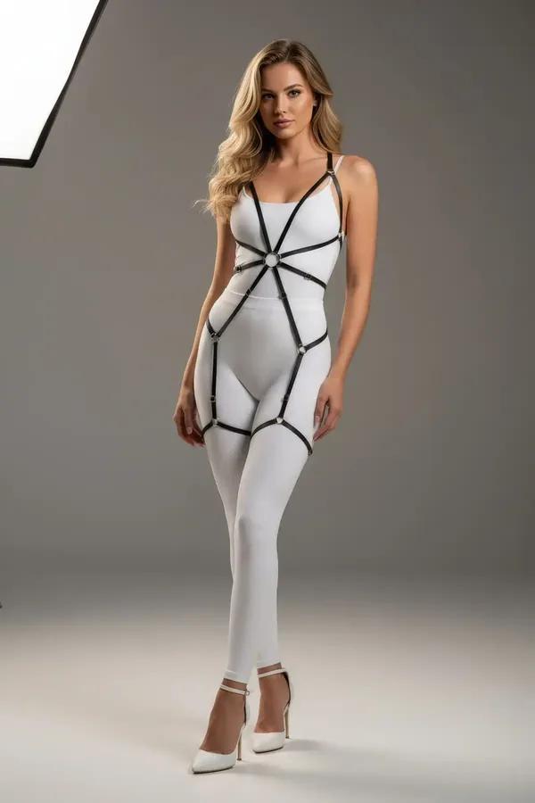 Cage Body Harness with Strappy Leg Garters