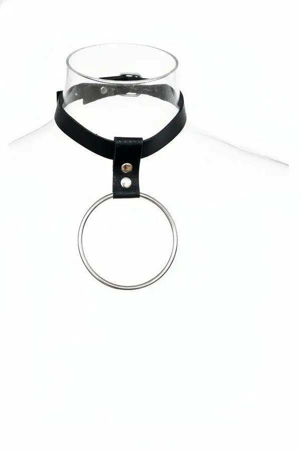 O-Ring Choker with Adjustable Faux Leather Strap