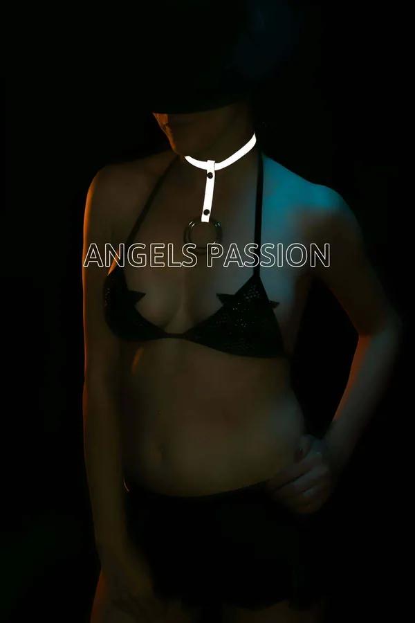 Reflective Choker Harness with O-Ring & Drop Strap