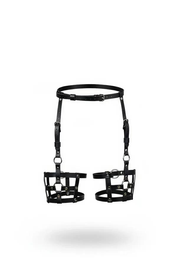 Garter Harness with Adjustable Faux Leather Leg Cages