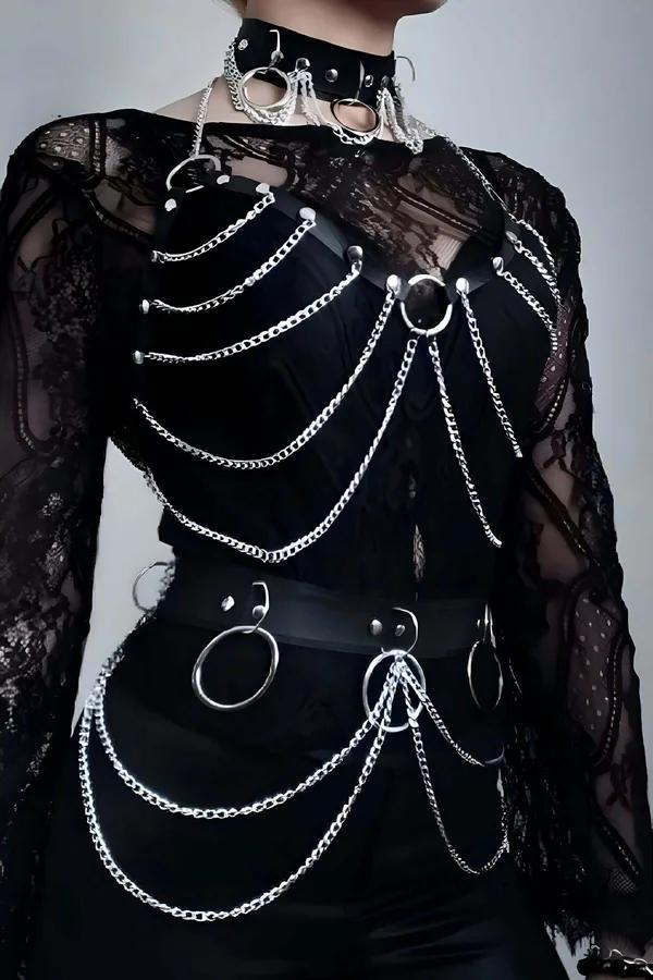 Body Harness Set with O-Rings, Chains & Choker