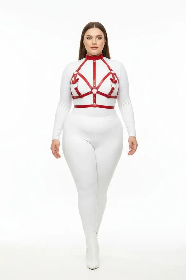 Red Strappy Harness with O-Ring Detail