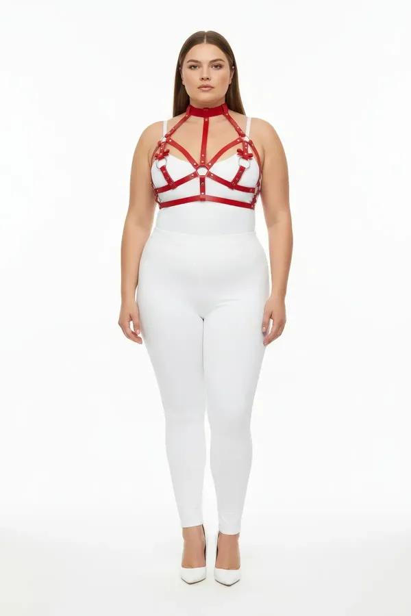 Red Strappy Harness with O-Ring Detail