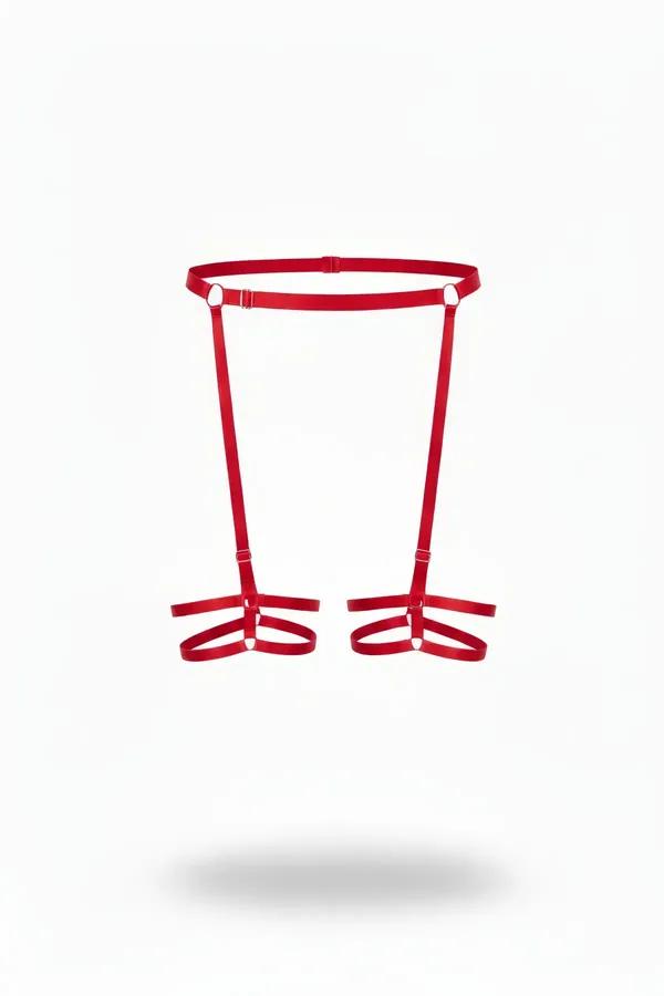 Adjustable O-Ring Garter Harness with Strappy Leg Bands