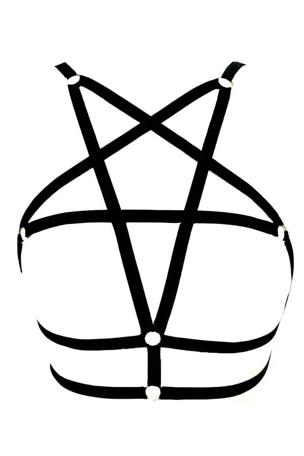 Black Pentagram Harness with O-Ring Accents
