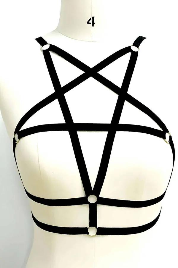 Black Pentagram Harness with O-Ring Accents