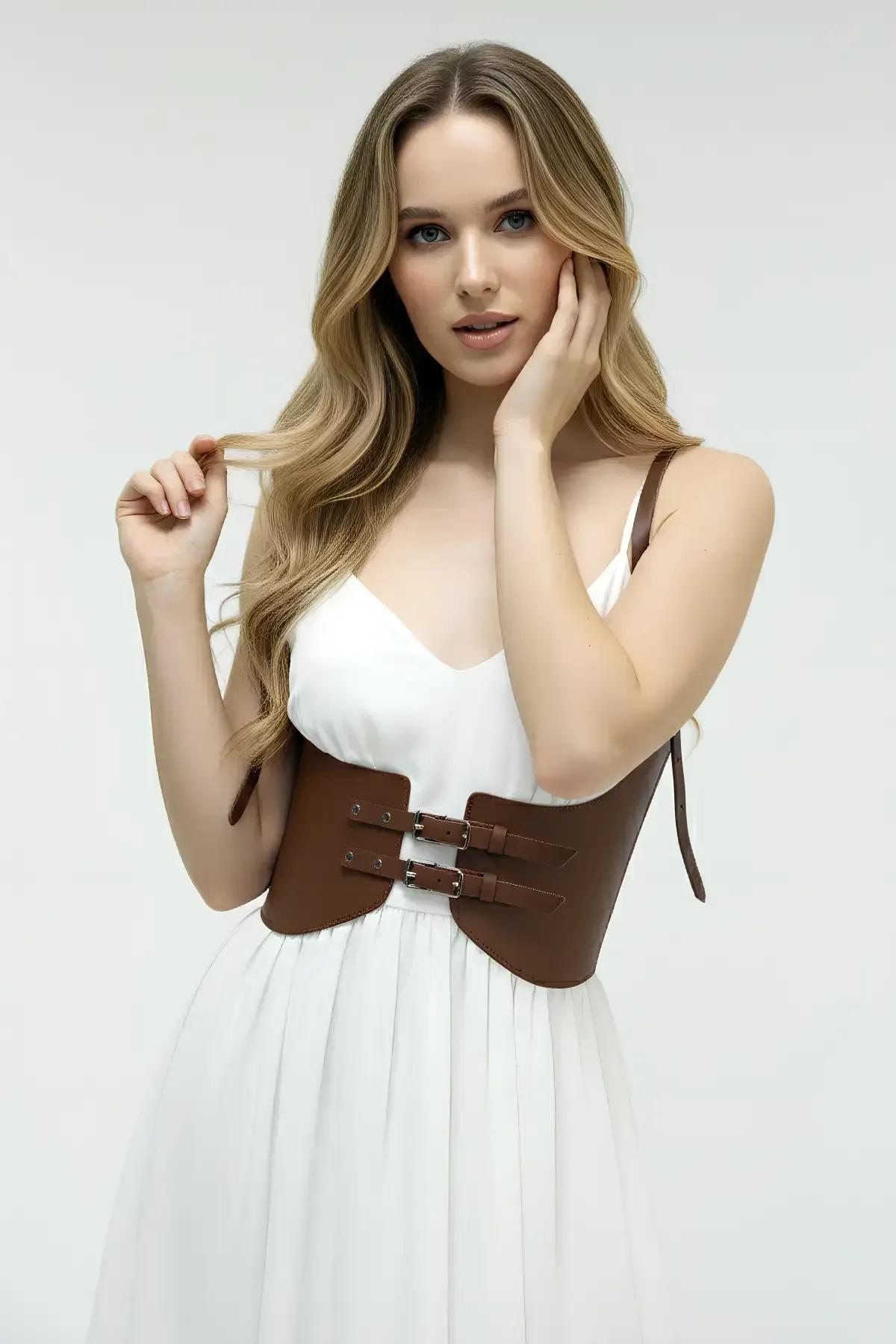 Faux Leather Underbust Harness with Buckle Straps