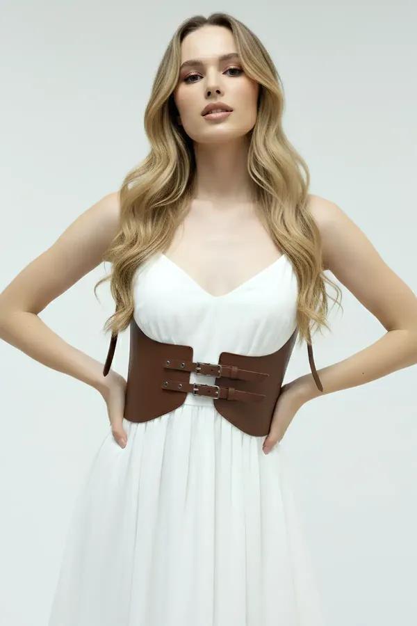 Wide Faux Leather Underbust Waist Cinch Belt