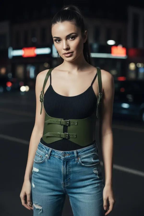 Wide Underbust Waist Harness with Buckle Straps
