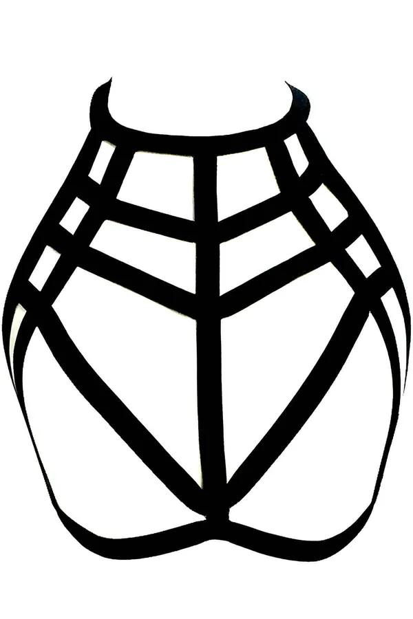 Geometric Strappy Chest Harness Black